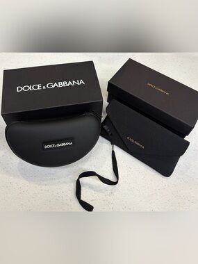 Dolce & Gabbana Black Eyewear Case & Semi- Hard Foldover Case Set- New